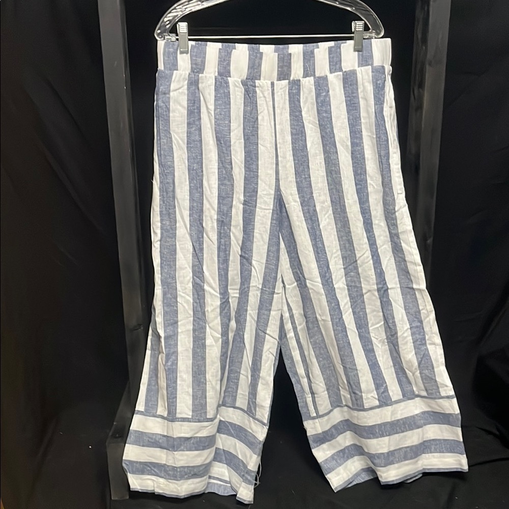 New York & Company Navy and White Striped Pants